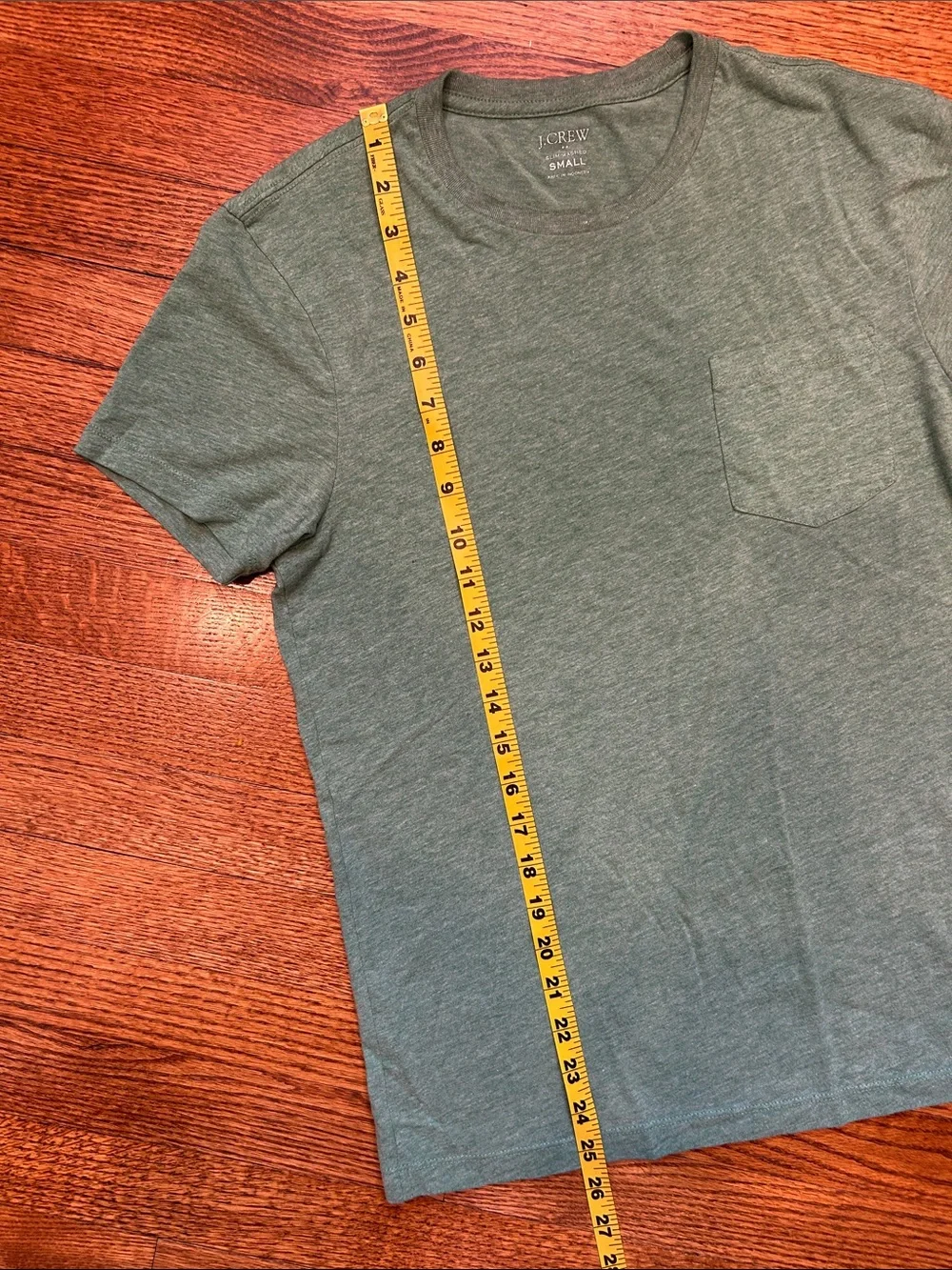 J. Crew Slim-Washed Short-Sleeve Heather Green Pocket Tee — Small, NWOT